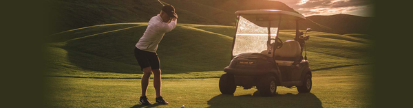 Golfer with golf cart